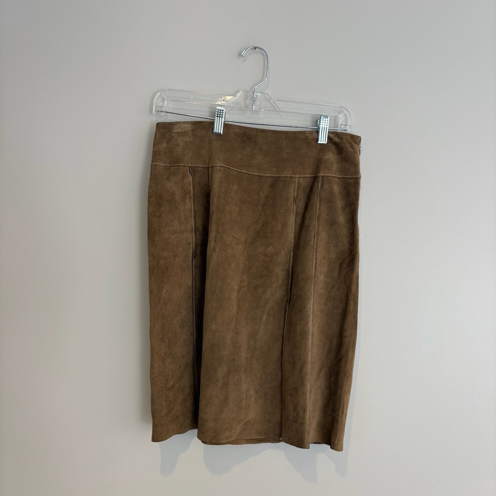 Ann Taylor 100% Leather Brown Pencil Skirt